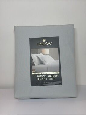Harlow 4-Piece Queen Sheet Set - Light Gray